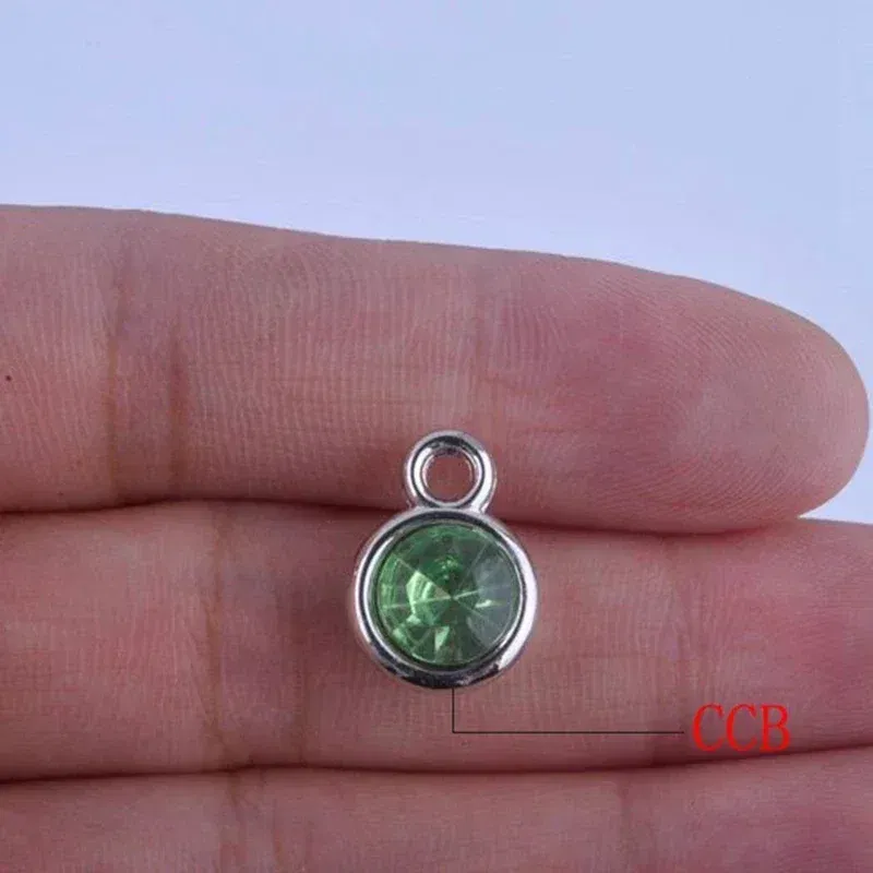 Metal color: Titanium Plated - 150pcs/lot mixed Birthstone charms 11mm Acrylic for DIY jewelry
