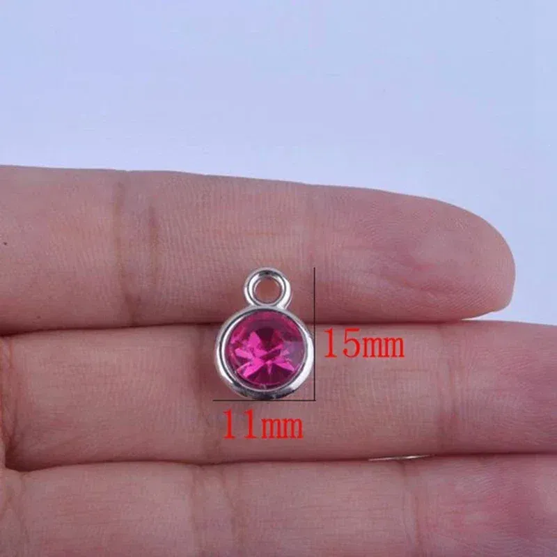 Metal color: Titanium Plated - 150pcs/lot mixed Birthstone charms 11mm Acrylic for DIY jewelry