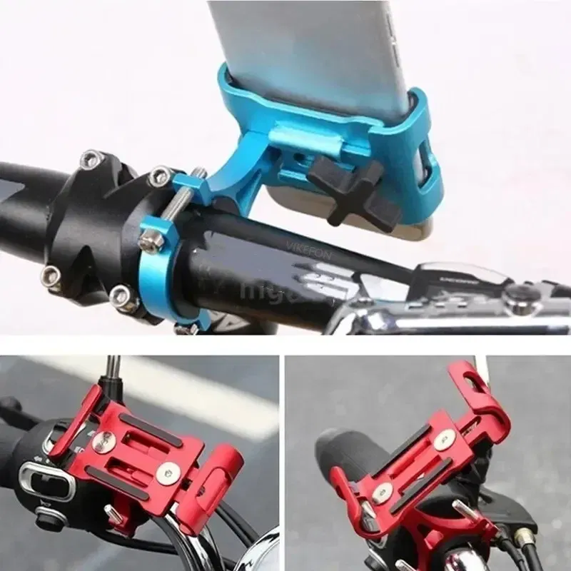 Color: green - 360 Rotate Metal Motorcycle Bicycle Phone Holder Aluminum Alloy Anti-slip Bracket Support GPS Clip Bike Phone Stand for iPhone