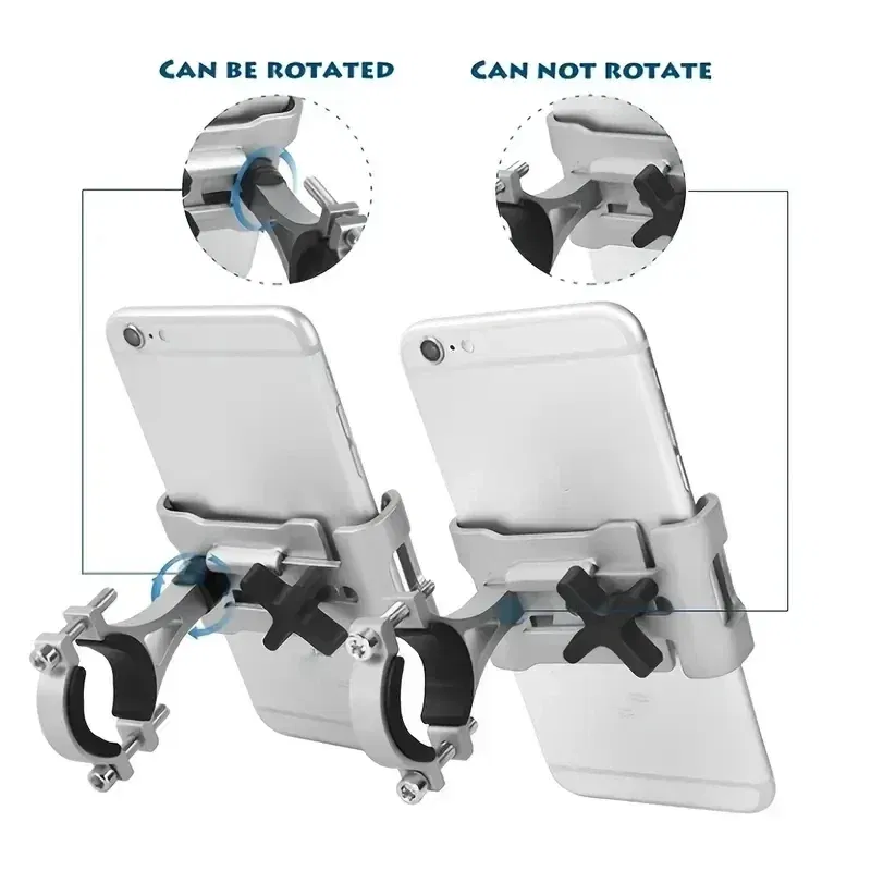 Color: green - 360 Rotate Metal Motorcycle Bicycle Phone Holder Aluminum Alloy Anti-slip Bracket Support GPS Clip Bike Phone Stand for iPhone