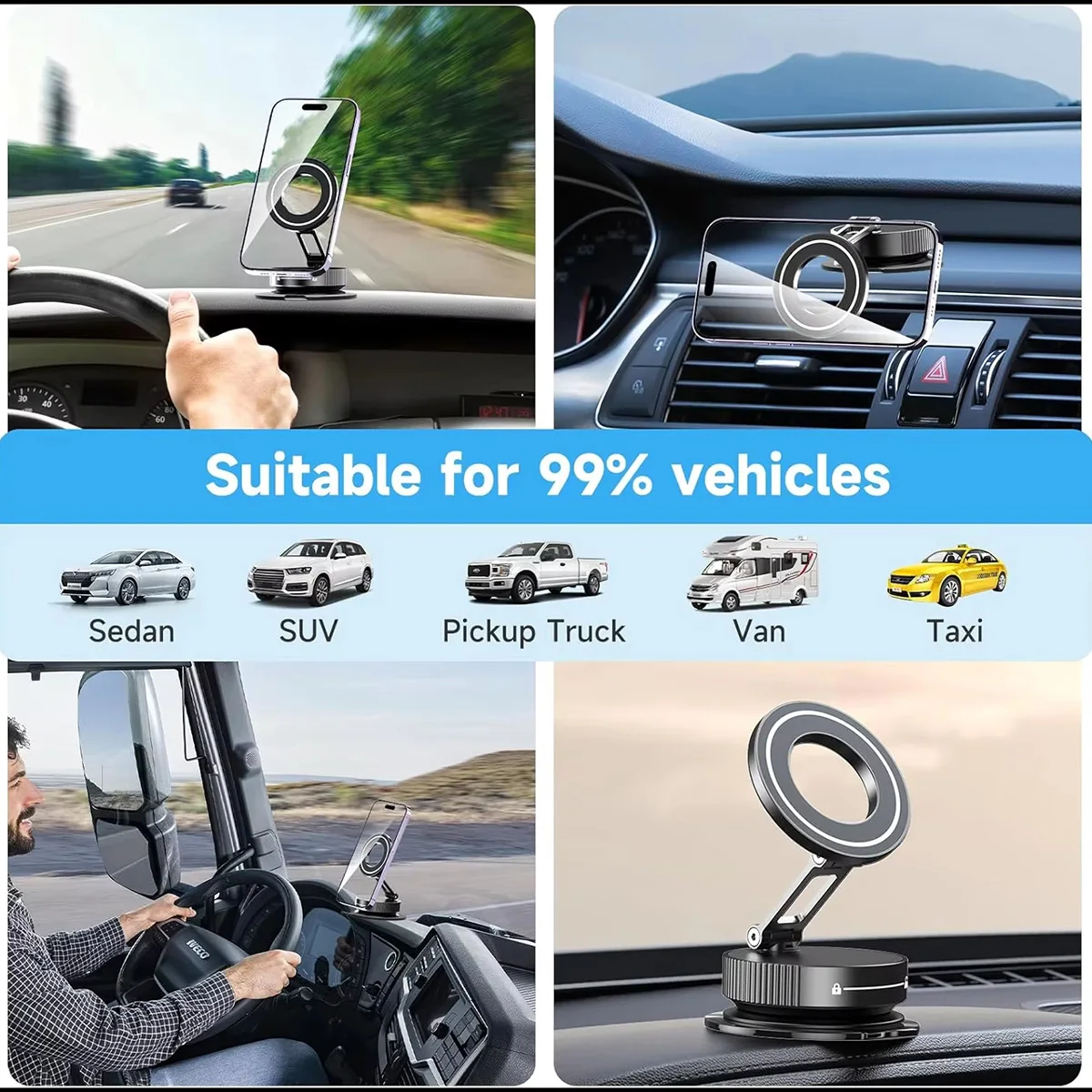 Color: Orange - Car Phone Holder Strong Magnetic Car Phone Mount 360?° Foldable Vacuum Magnetic Phone Holder For GPS All Smartphones For Car Desk