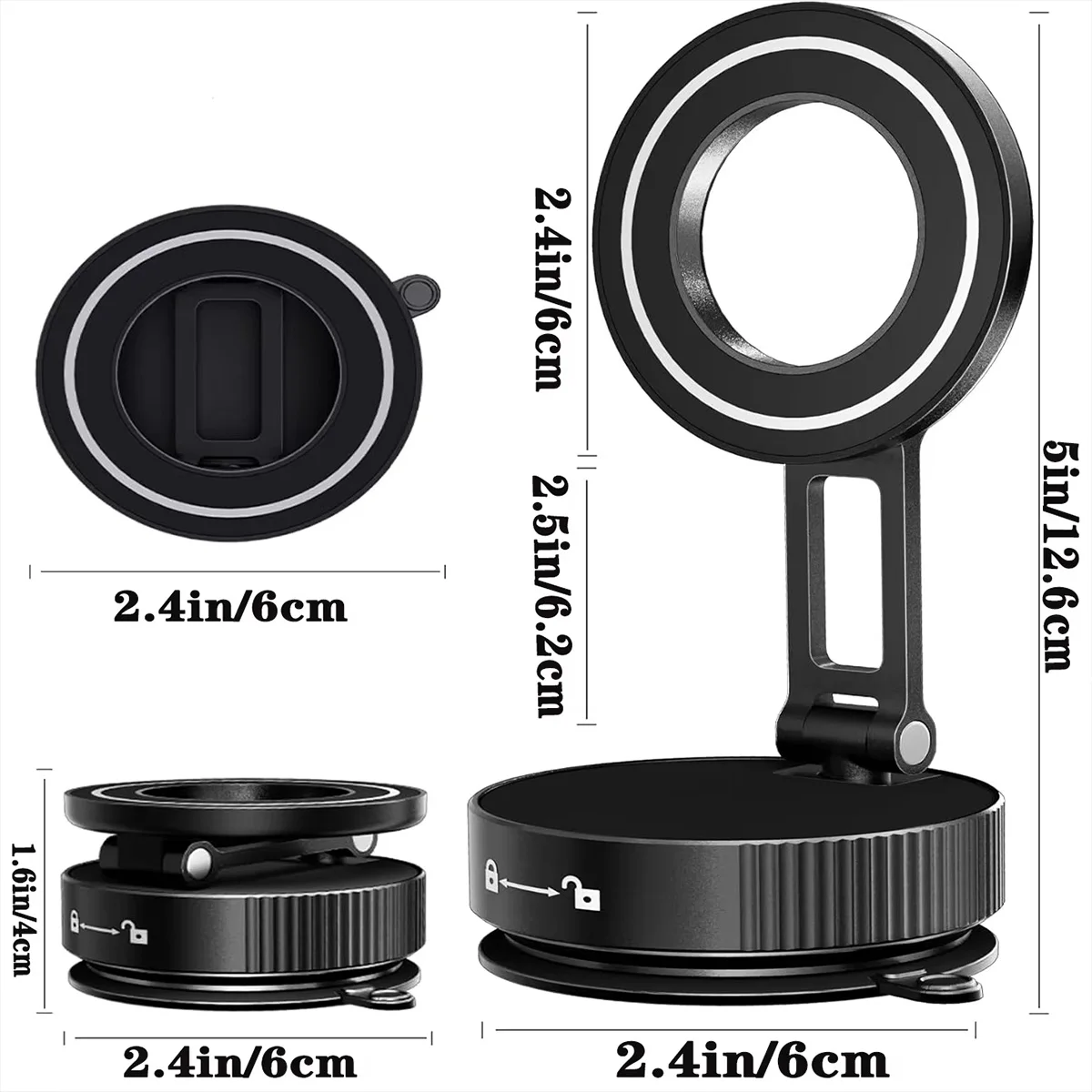 Color: Orange - Car Phone Holder Strong Magnetic Car Phone Mount 360?° Foldable Vacuum Magnetic Phone Holder For GPS All Smartphones For Car Desk