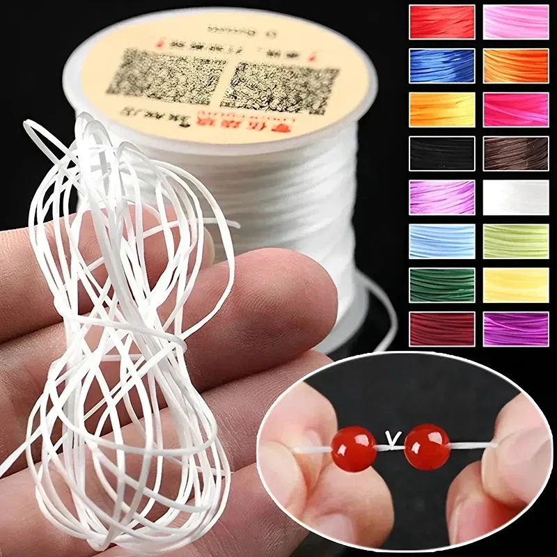 Color: Pink, Size: S - DIY Fishing Lines Elastic Crystal Beading String Stretchable Thread For Bracelet Necklace Nylon Rubber Jewelry Making Supplies
