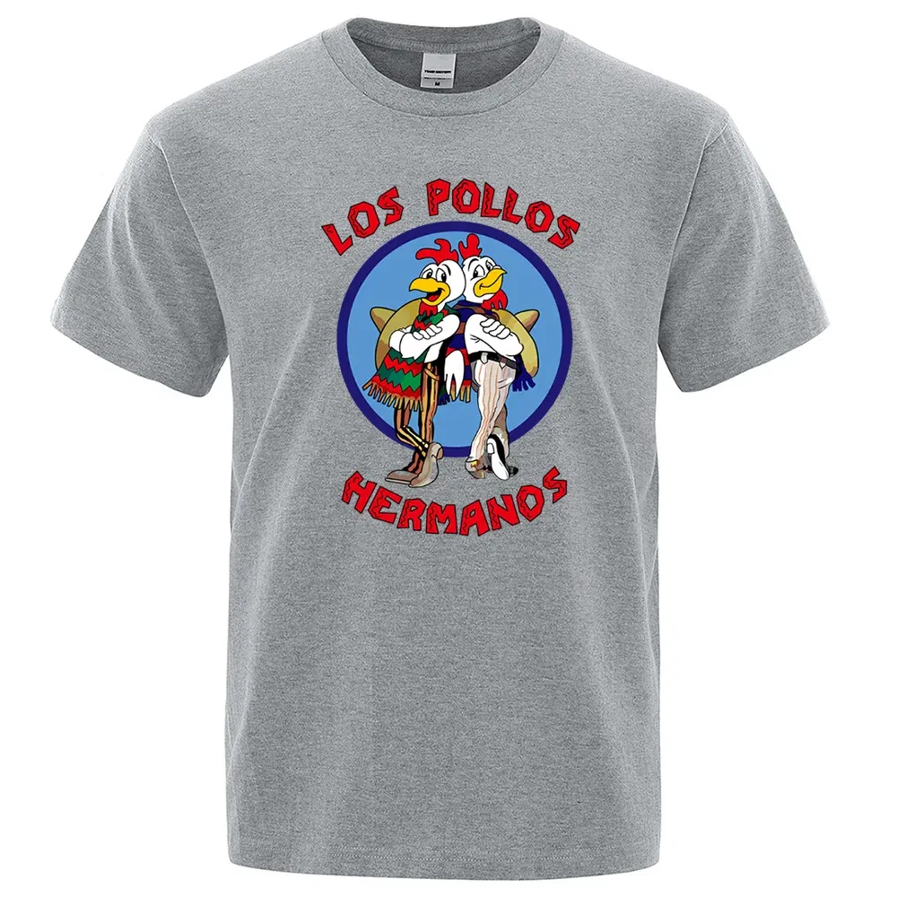 Color: Army Green, Size: XXXL - LOS POLLOS Hermanos Funny Printed T-Shirt Men Fashion Casual Short Sleeves Summer Cotton Breathable Tshirt Chicken Brothers Tee