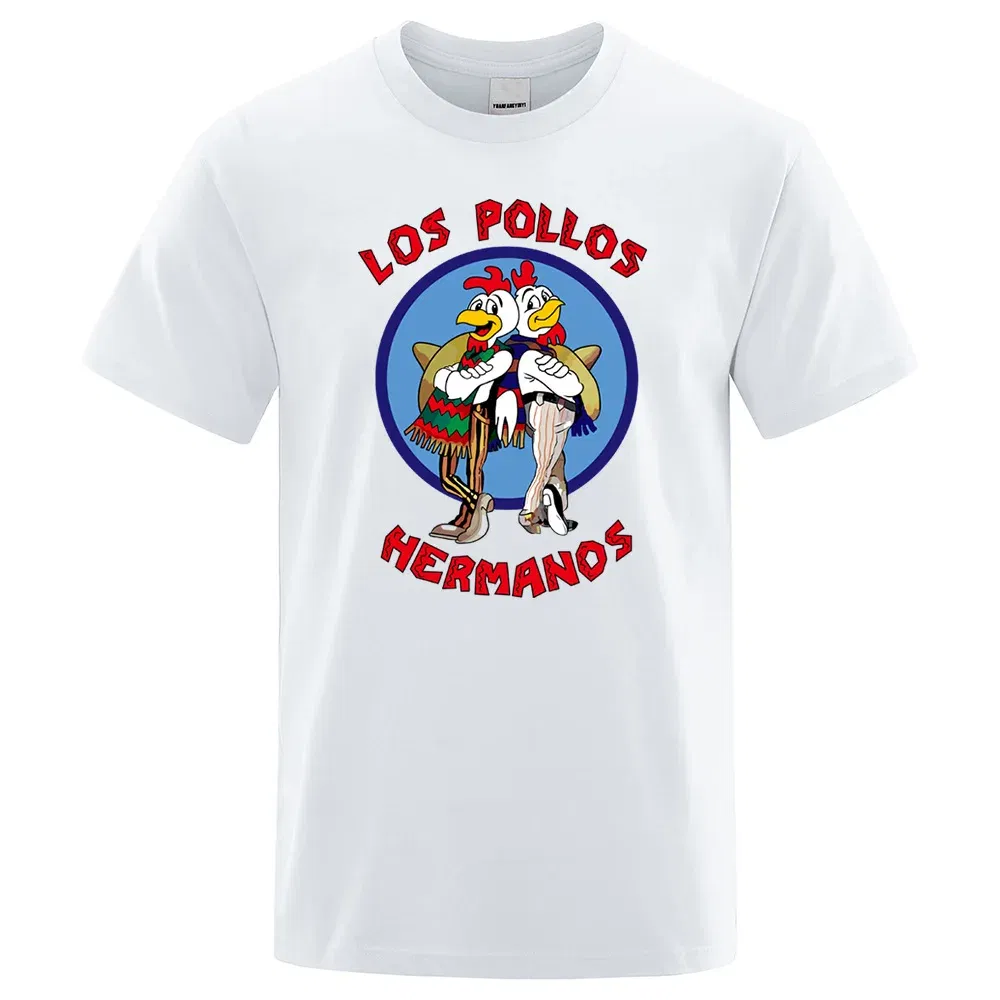 Color: Army Green, Size: XXXL - LOS POLLOS Hermanos Funny Printed T-Shirt Men Fashion Casual Short Sleeves Summer Cotton Breathable Tshirt Chicken Brothers Tee