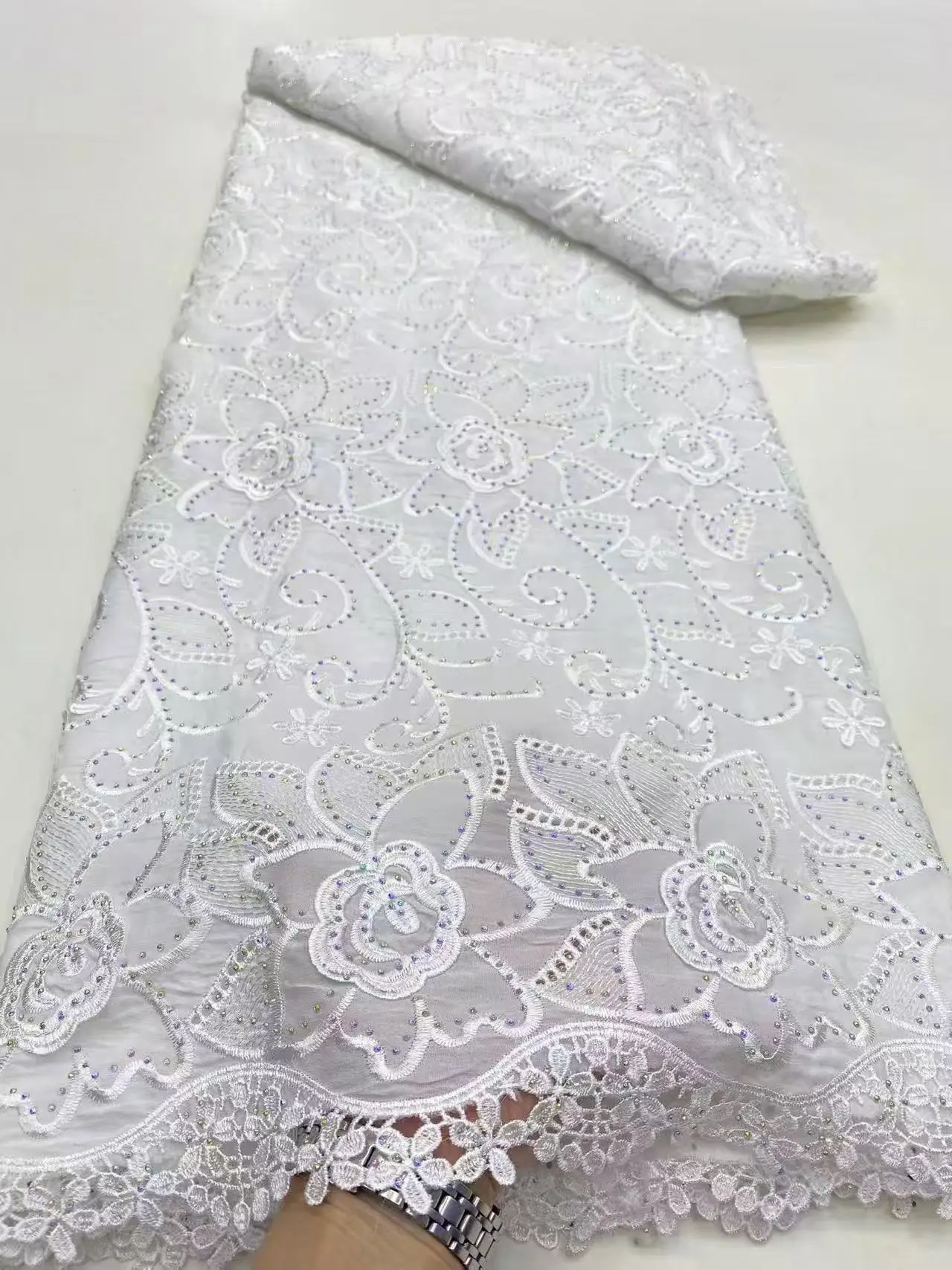 Color: SKY BLUE, Width: 120cm, Length: 5 yards - 5 Yards Nigerian Guipure Cord Lace Fabric High Quality Embroidery African Milk Silk Wedding Lace Fabric 2025 Material