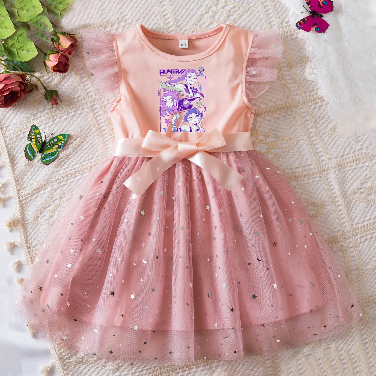 Color: Blue, Size: One Size, Height: 170 - KPop Demon Hunters Girls Dress Kids Party Halloween Carnival Birthday Party Clothes Princess Tutu Dresses Costume Children Gift