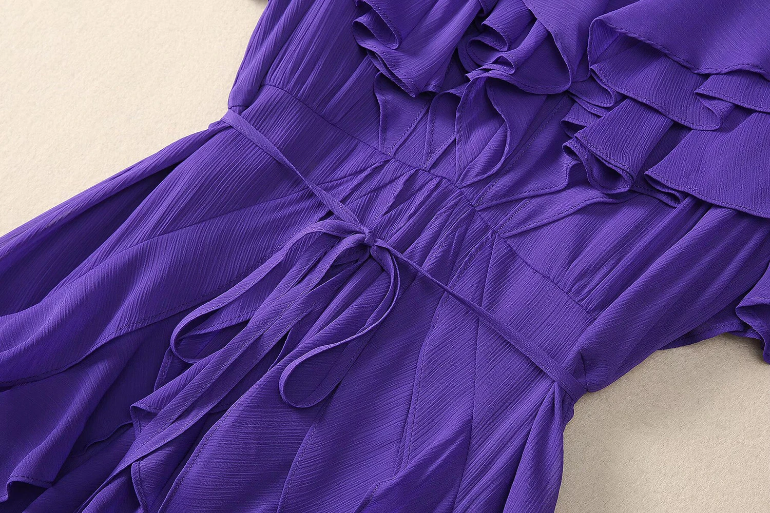 Color: Blue, Size: S, Ships From: CHINA - SEQINYY Elegant Midi Dress Summer Spring New Fashion Design Women Runway Short Sleeve Ruffles Cascading High Street Casual