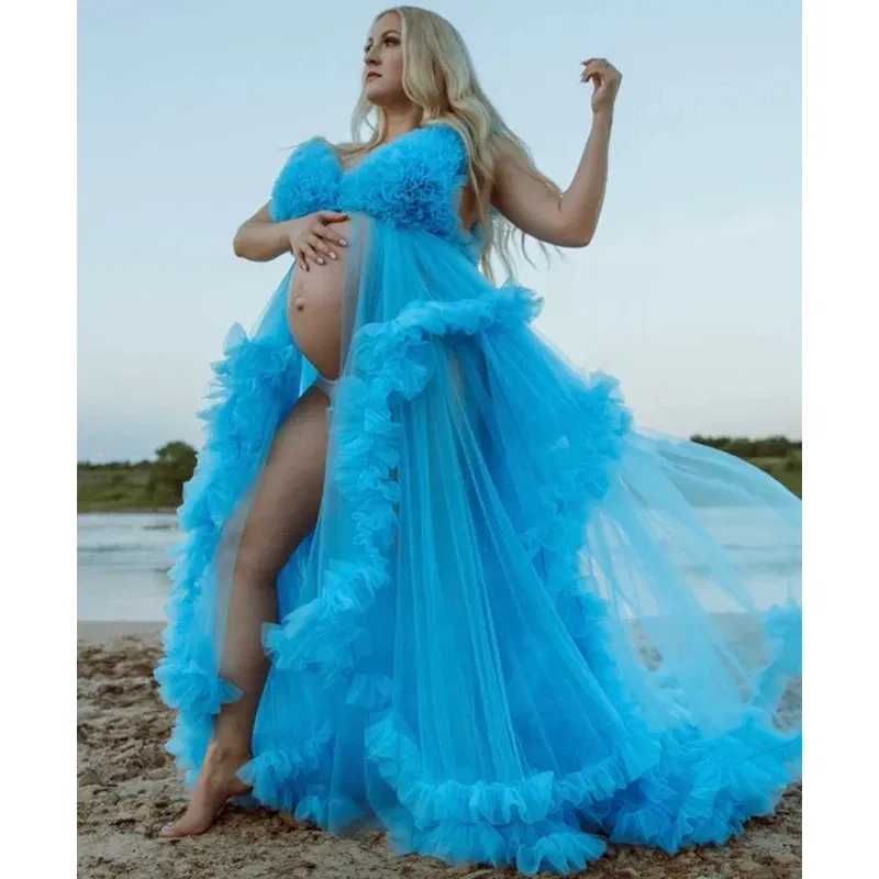 Color: Red, Maternity Size: XL, Ships From: CHINA - Tulle Long Maternity Dress Photoshoot п?»?°?‚ь?µ photography dresses baby shower dresses for pregnant woman п?»?°?‚ь?µ д?»я ?±?µр?