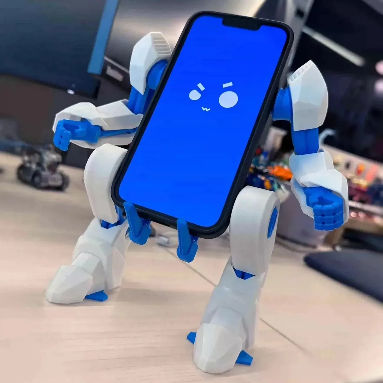 Color: Yellow - Mechanical Exoskeleton Style Phone Stand Mecha Gundam Mobile Holder Desktop Decoration 3D Printing Assembly Model Customization