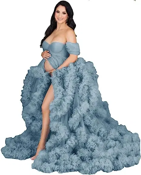 Color: MULTI, Maternity Size: S, Ships From: CHINA - Tulle Long Maternity Dress Photoshoot п?»?°?‚ь?µ photography dresses baby shower dresses for pregnant woman п?»?°?‚ь?µ д?»я ?±?µр