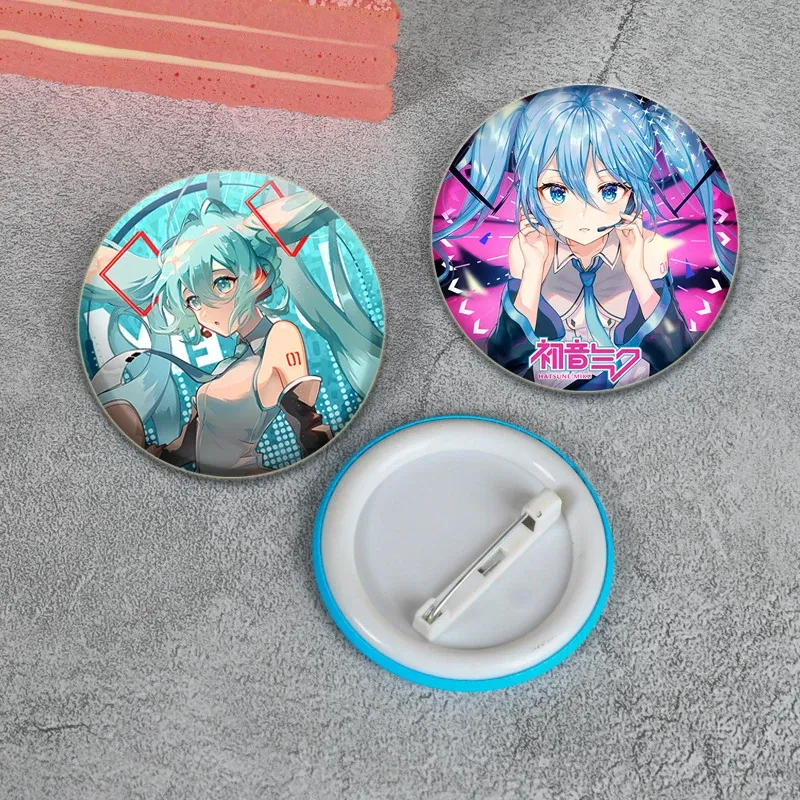 Color: Creamy White, Size: S - 58/44/32mm Miku Anime Round Pins Cartoon Badges Cosplay Handmade Tinplate Brooch on Backpack Clothes Chest Ornament Gifts