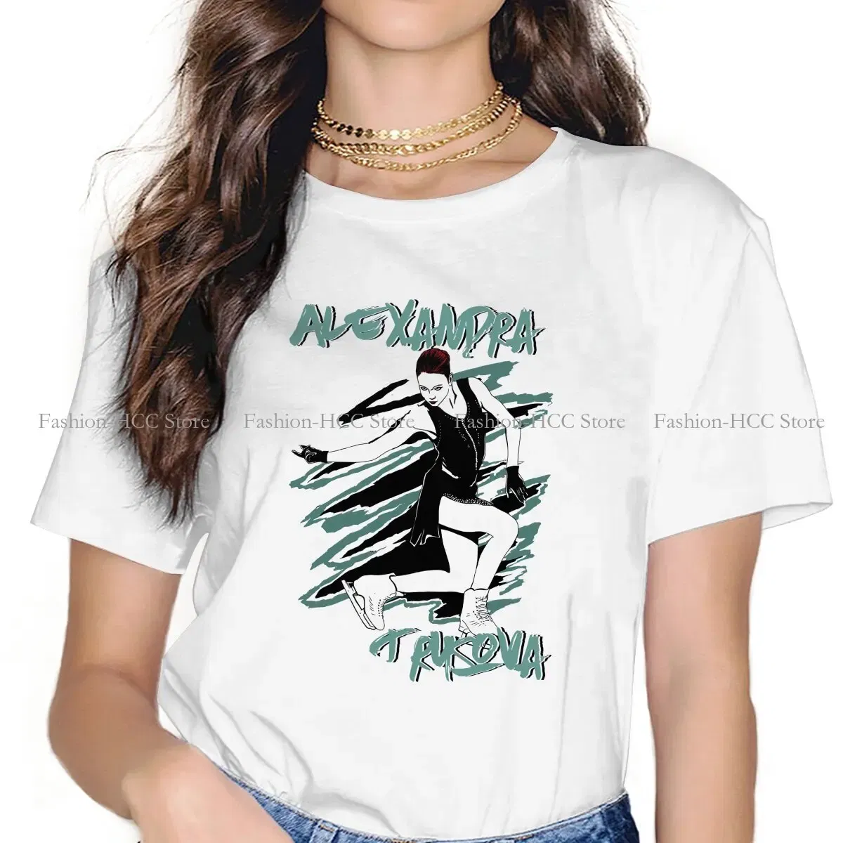 Color: WHITE, Size: M - Alexandra Unique TShirt Figure Skating Top Quality Hip Hop Graphic T Shirt Stuff