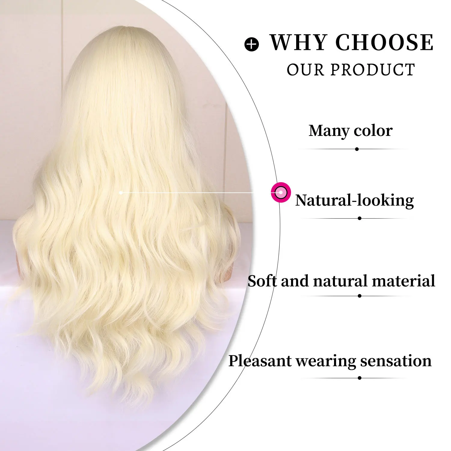 Color: P8/613 - Light golden synthetic wig with big waves for Halloween party, cosplay wig, everyday wig, high-temperature hair silk wig set