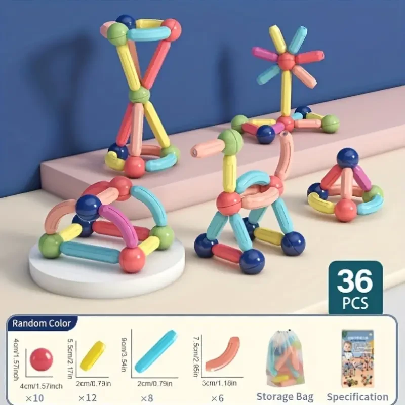 36pcs Magnetic Ball and Stick Set - Colorful & Easy-to-Assemble Gift