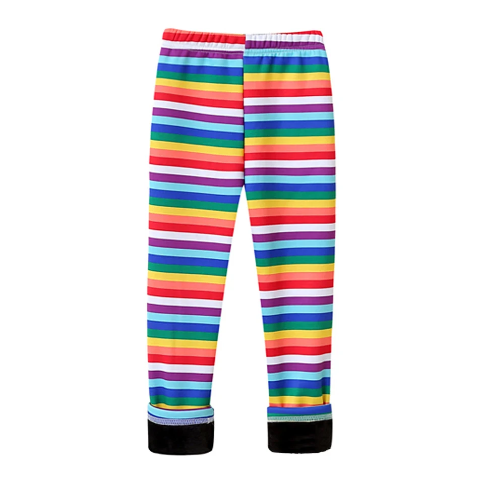 Color: Red, Size: 128 - Girls Warm Plush Long Pants for Autumn Spring Cartoon Butterfly Striped Soft Cozy Leggings Fleece-Lined Bottoms Kids Casual Wear