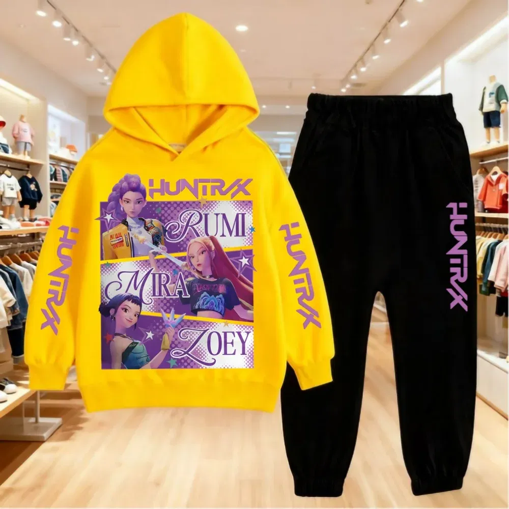 Color: Orange, Kid Size: 15 - 2025 KPop Demon Hunters Kids Hoodie Set Boys Teen Girls Hoody Sweatshirts With Pants Tracksuit Children's Autumn Clothing 2pcs