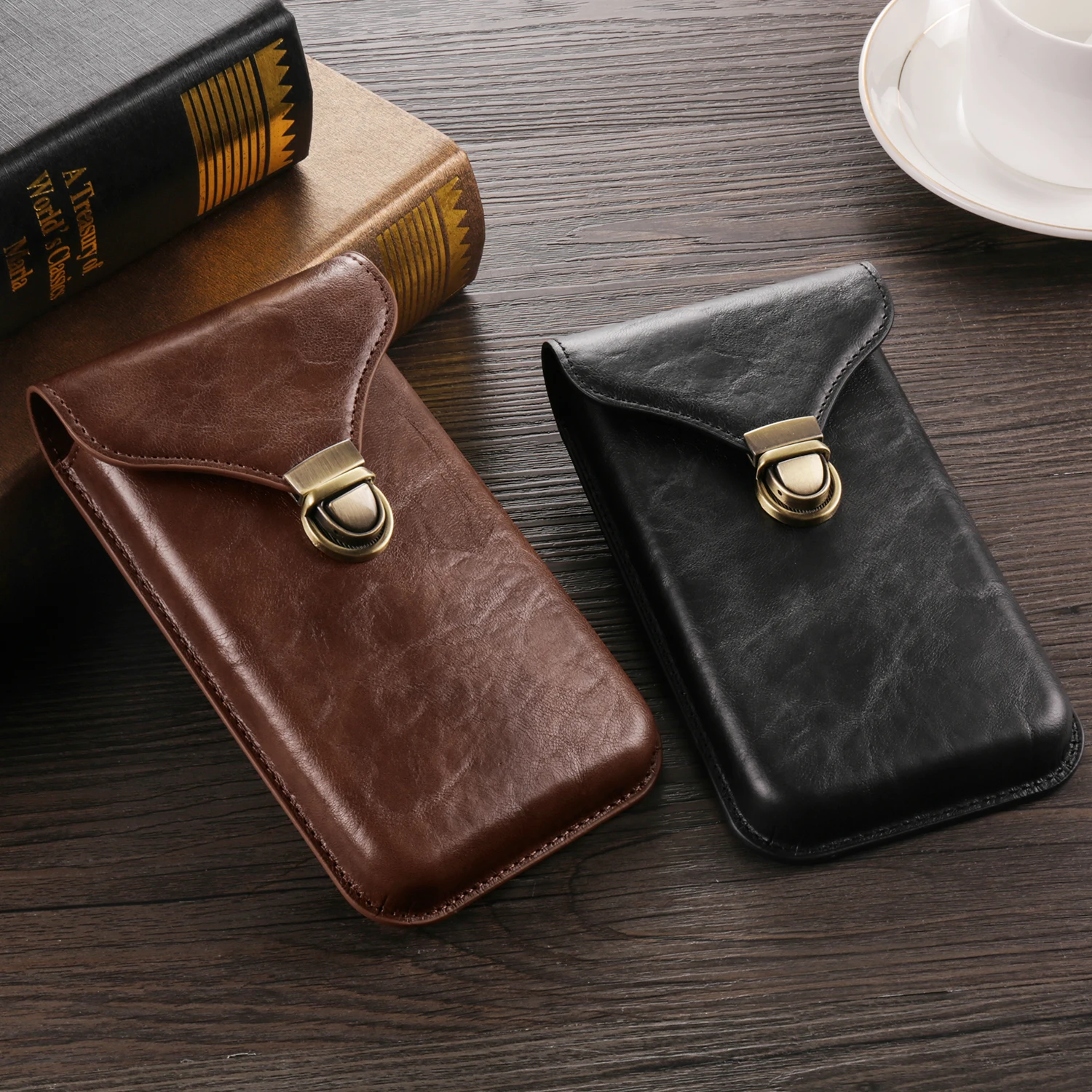 Color: black, Material: aluminum - Leather Phone Belt Clip Case Holder For iPhone 16 15 Plus 14 13 12 11 Pro XS Max Redmi Note 10 Men Waist Bag Holster Pouch Cover