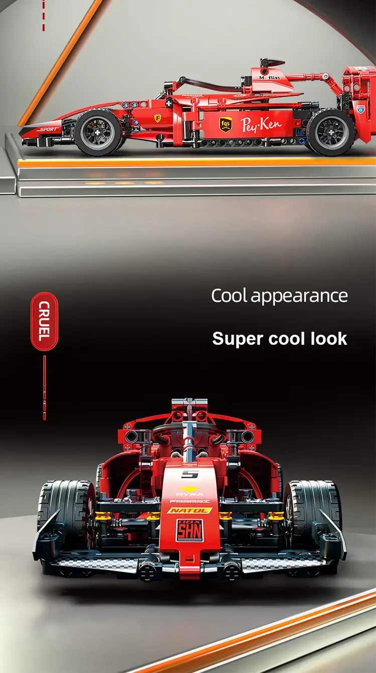 Deluxe Building Block Sports Car Toy - Engaging DIY Kit for Little Engineers - Fosters Creativity, High-Quality, Perfect Gift for Holidays & Celebrations