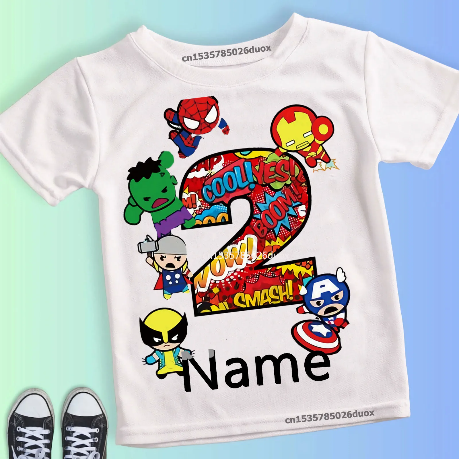 Color: black, Kid Size: 4T - Summer 2024 3 4 5 6 7 8 9 Marvel SuperHero Birthday Girl Short Sleeved T-shirt The Avengers Personalize Name Birthday Boy Shirt