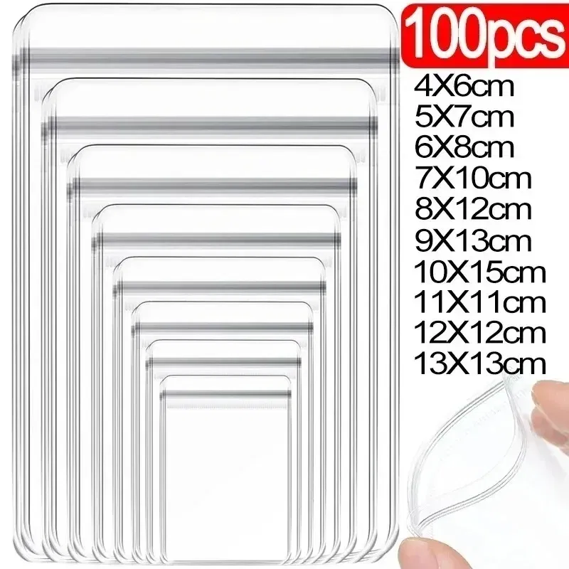 Size: S, Color: PURPLE - 100/10Pcs PVC Jewelry Package Bags Thicken Self Sealing Pouches Anti-Oxidation Earring Necklace Clear Organizer Bag Reusable