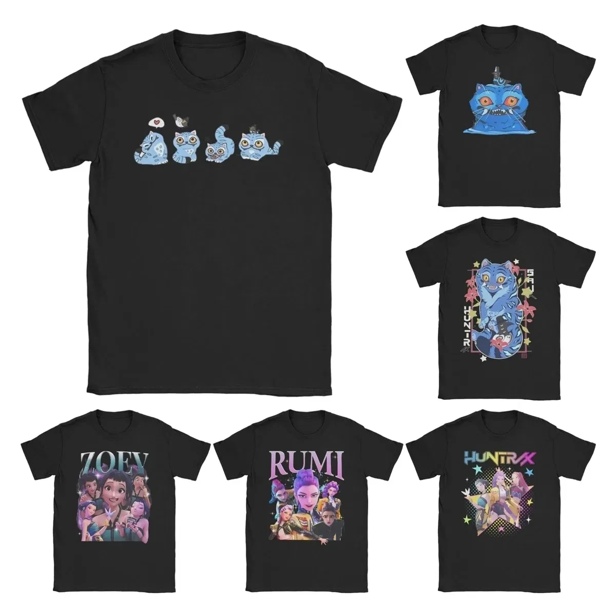 Color: GRAY, Size: L - Derpy Tiger Cat T Shirt Men Women's Cotton Unique T-Shirt Round Collar Huntrix Kpop Demon Hunters Tees Short Sleeve 4XL 5XL 6XL