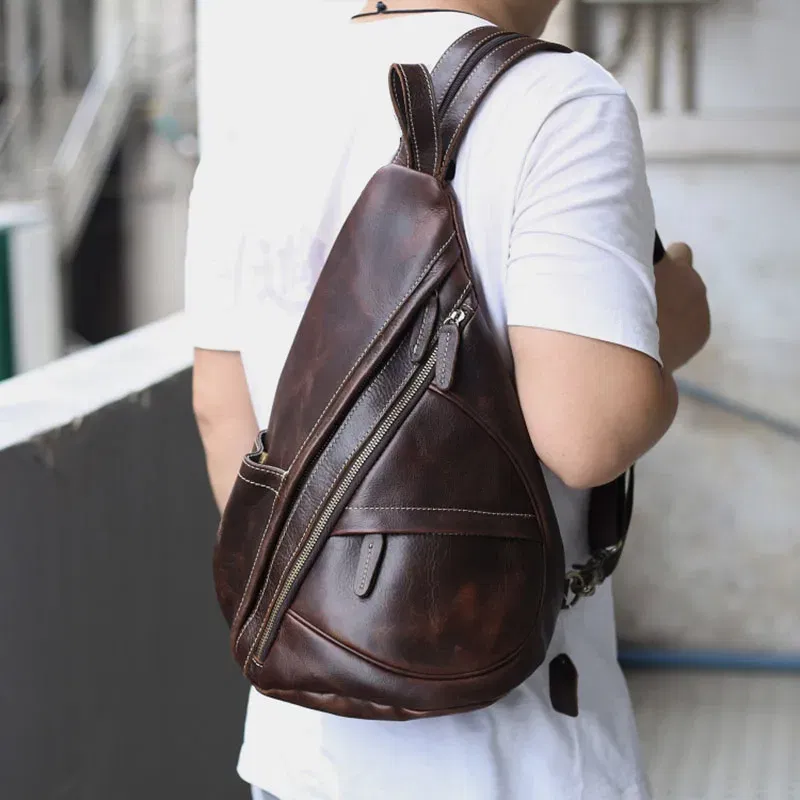 Color: Beige, Ships From: CHINA - Multifunction Men Bag Genuine Leather Backpack Man Women Cow Leather Rucksack Daypack 3 Use Chest Pack Female Small Travel Bags
