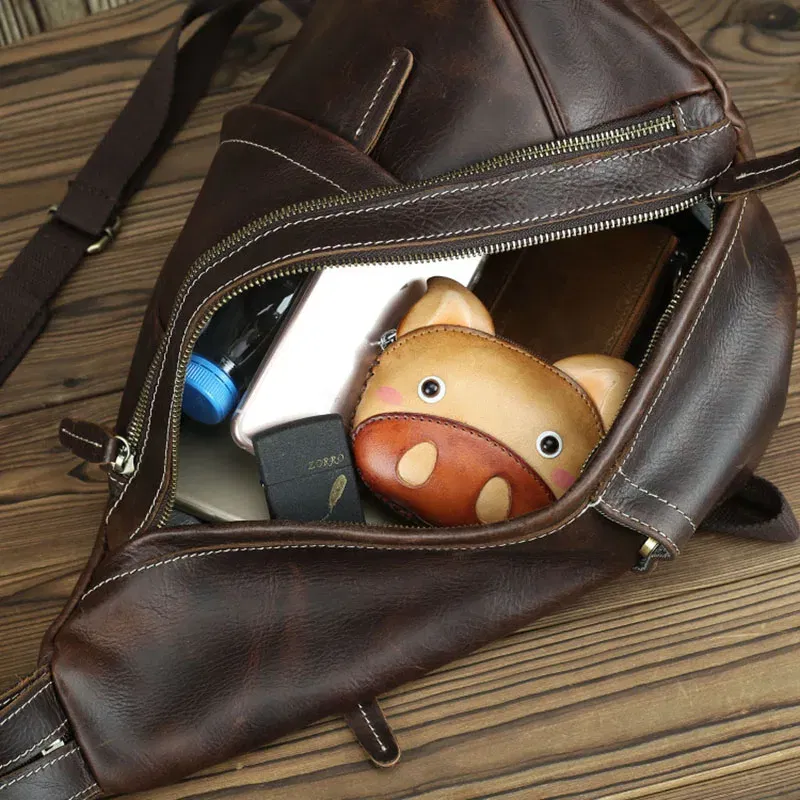 Color: Beige, Ships From: CHINA - Multifunction Men Bag Genuine Leather Backpack Man Women Cow Leather Rucksack Daypack 3 Use Chest Pack Female Small Travel Bags