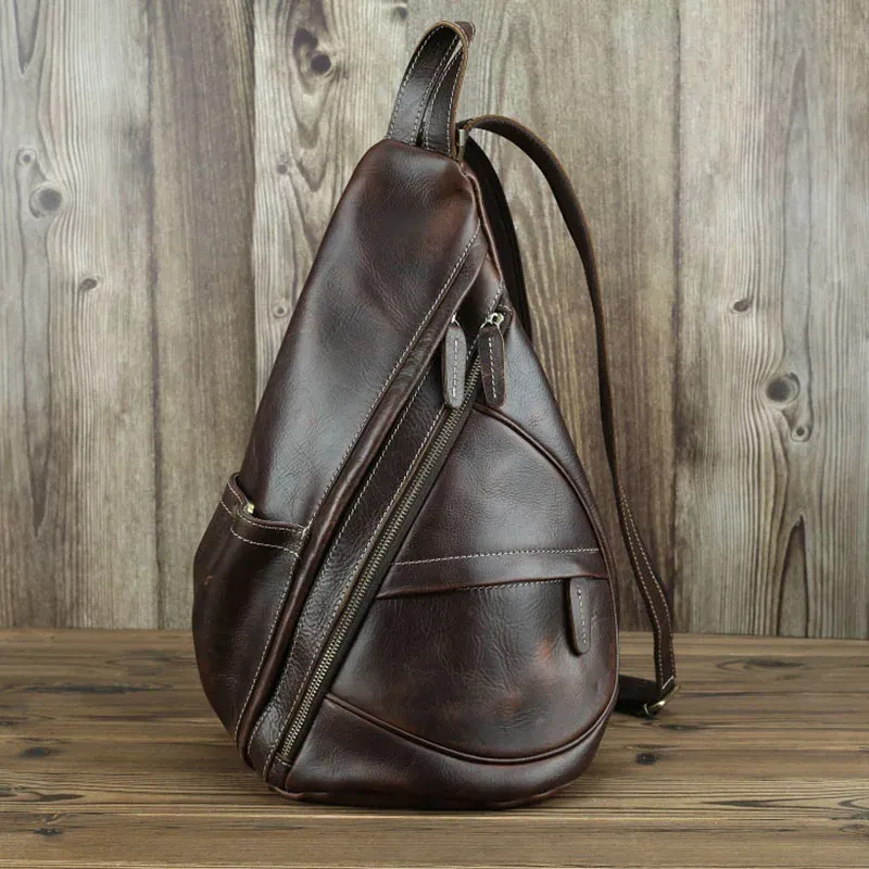 Color: Beige, Ships From: CHINA - Multifunction Men Bag Genuine Leather Backpack Man Women Cow Leather Rucksack Daypack 3 Use Chest Pack Female Small Travel Bags