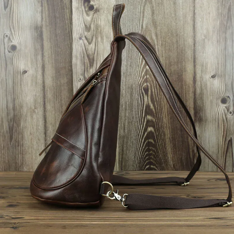 Color: Beige, Ships From: CHINA - Multifunction Men Bag Genuine Leather Backpack Man Women Cow Leather Rucksack Daypack 3 Use Chest Pack Female Small Travel Bags