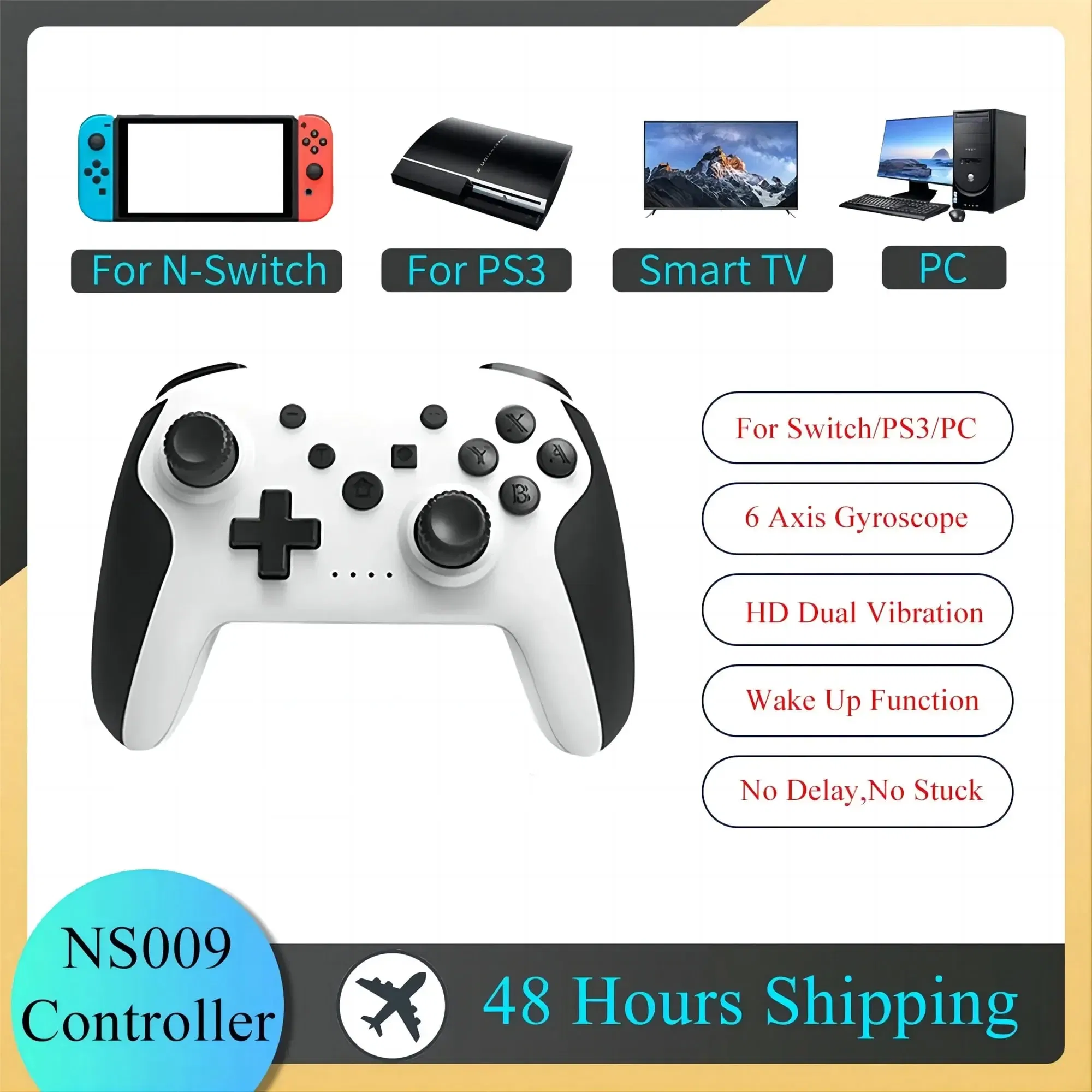 Color: Orange - GAMINJA NS009 Bluetooth Game Controller Wireless Gamepad For Nintendo Switch Console PS3 PC Windows 7 10 Dual Vibration Joystick