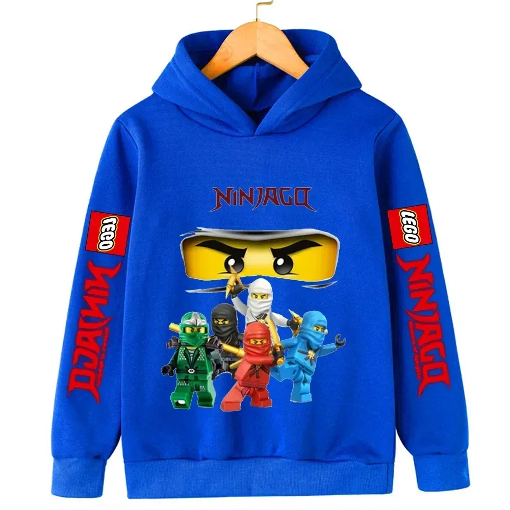 Color: GRAY, Kid Size: 13 - Lego Phantom Ninja Cartoon Children's Hooded Hoodies Casual Sports Sweatshirt 3-13 Year Old Boy Kid Baby Girls Clothes Pullover