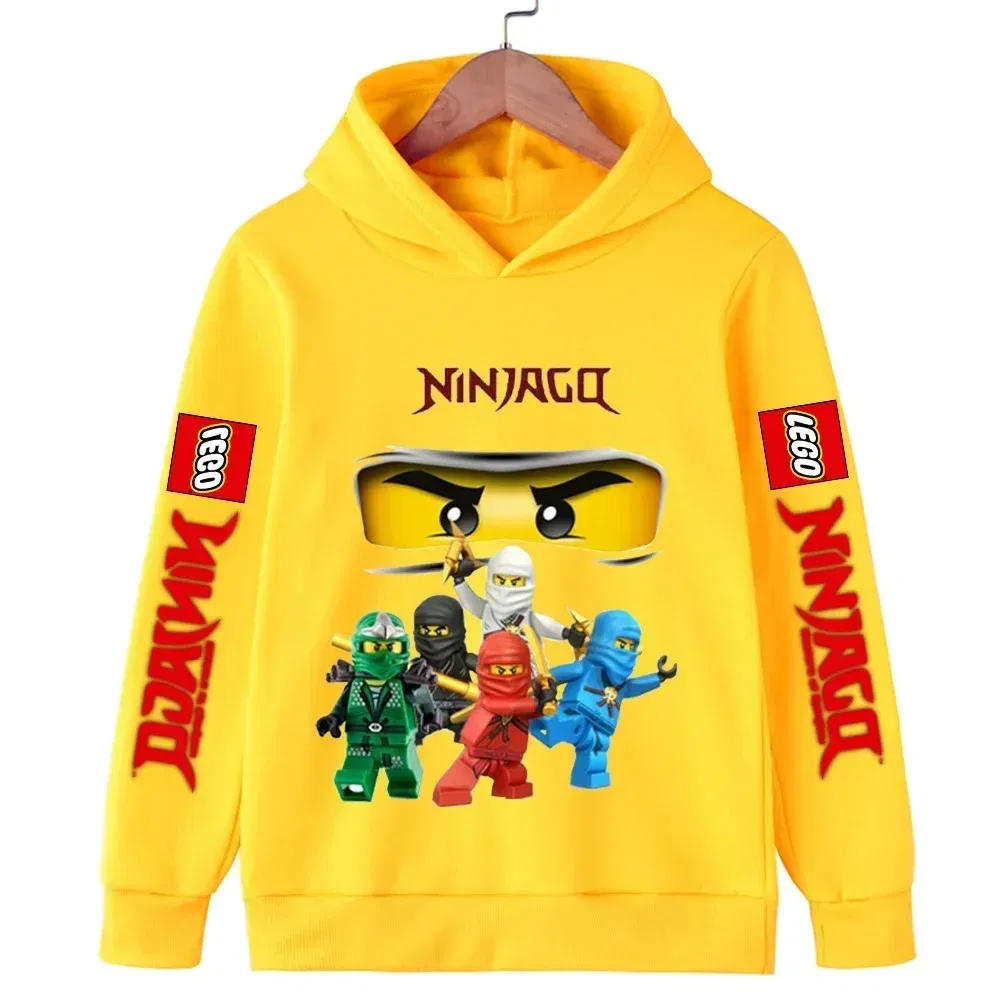 Color: GRAY, Kid Size: 13 - Lego Phantom Ninja Cartoon Children's Hooded Hoodies Casual Sports Sweatshirt 3-13 Year Old Boy Kid Baby Girls Clothes Pullover