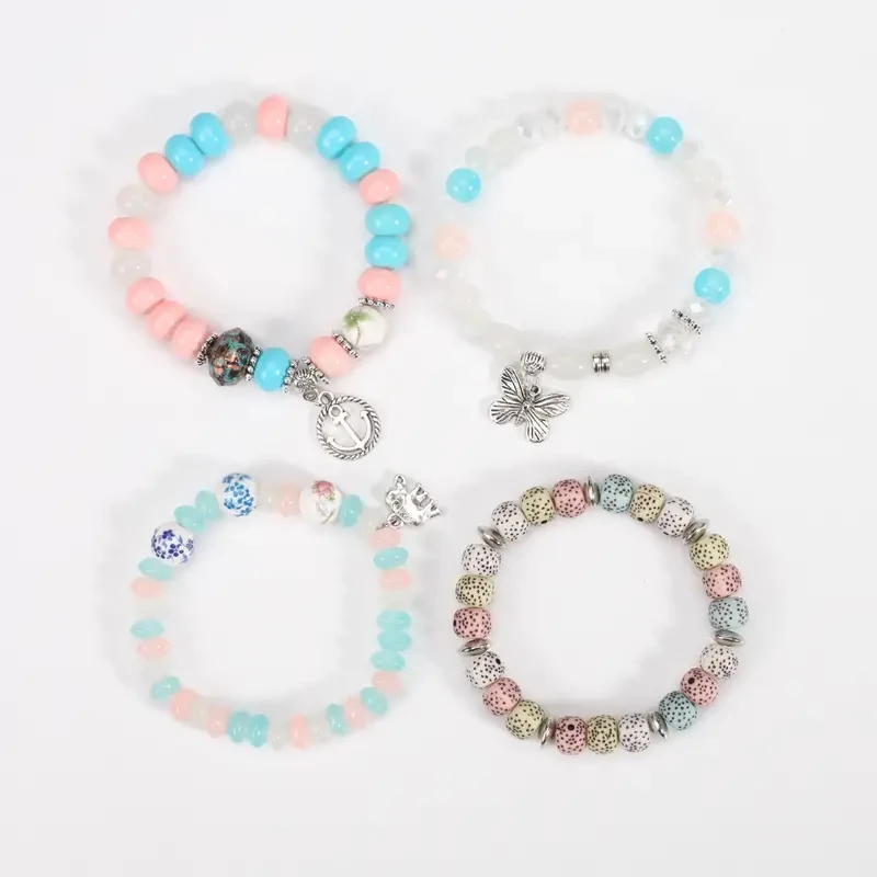 Boho Beaded Bracelet with Elephant, Anchor & Butterfly Charms -Boho Beaded Bracelet with Anchor & Butterfly Charms -