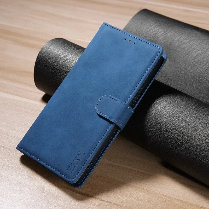 Color: Blue, Bundle: Case & Strap, Material: Pc + tpu - Wallet Card Slot Holder Magnetic Flip Leather Case For Samsung Galaxy S23 Ultra S22 Plus S21 FE S20 A12 A13 A14 A34 A52 A53 A54