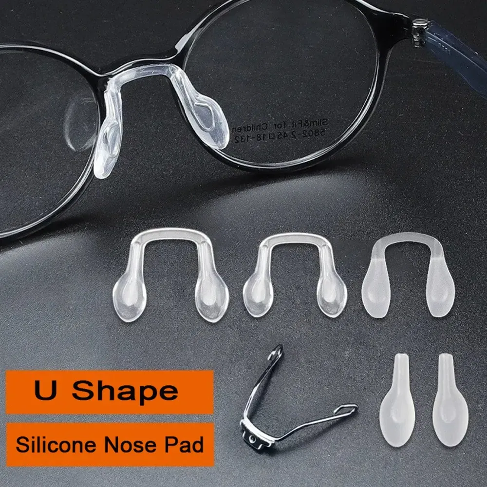 Color: GRAY - 1pair Silicone U Shape Nose Pad Arm Eyeglasses Anti Slip Accesssory