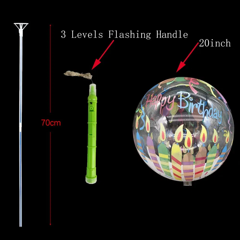 Color: light yellow, Ballon Size: 10inch, Shape: K - 1/5/10/20/30pcs LED Light Up BoBo Balloons Colorful 3 Levels Flashing Handle 20 Inches Bubble Balloon 70cm Stick