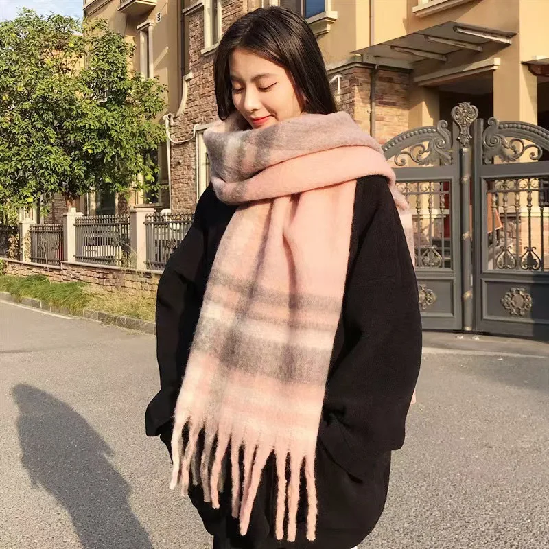 Color: Brown, Size: XXS - 2025 Hot Luxury Winter Thick Warm Scarf Women Cashmere Shawl and Wraps Pashmina Neckerchief Bufanda Female Long Tessel Echarpe