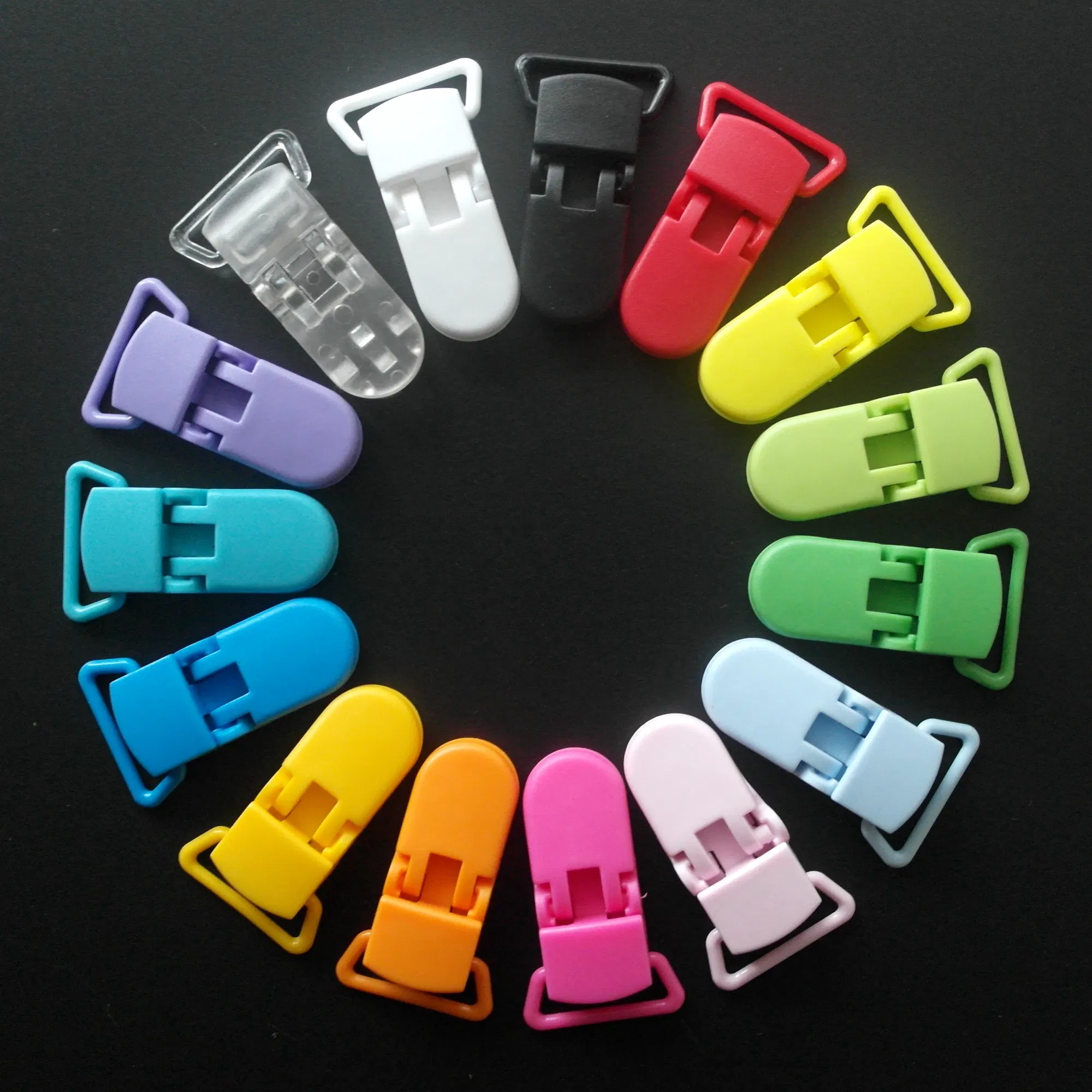 Color: Sky blue - Sutoyuen 40pcs Hot D Shape Kam Plastic Pacifier Clips Plastic Baby Soother Dummy Suspender Chain Holder Clips for 20mm Ribbon
