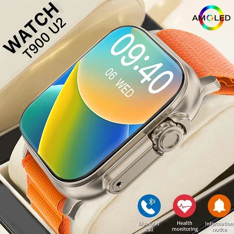 Color: GRAY, Size: L - New Watch T900 U2 Smart Watch 49mm 2024 New NFC Men Women GPS Track Bluetooth Call BT Music Games Wireless Charging Smartwatch