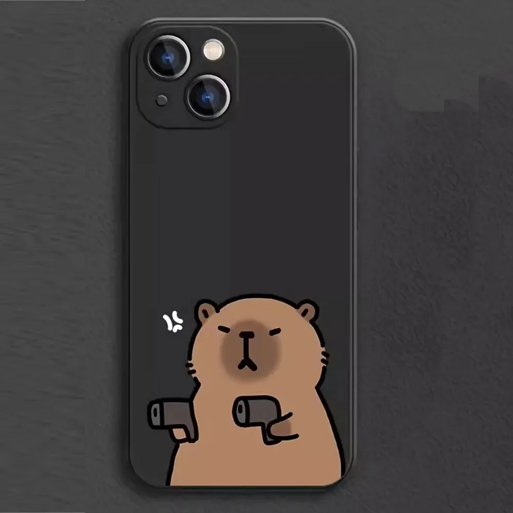 Color: green, Material: Leather - Cartoon Animal Capybara Phone Case For Samsung Galaxy S10 S20 S21 S22 S23 S24 FE Plus Ultra Note 20 Couple Paired Silicone Cover
