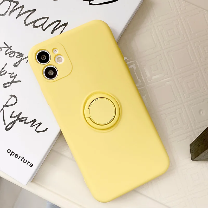 Color: Beige, Compatible-Phone Models: For iPhone 14, Ships From: CN - With Ring Holder Shockproof Case For IPhone 16 15 14 13 12 11 Pro Max Silicone TPU Soft Back Cover