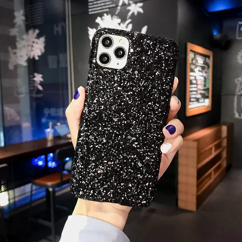 Color: black, Material: PE - Hard Shiny Diamond Girly Phone Case for iPhone 11 12 13 14 15 Pro Max 14 15Plus
