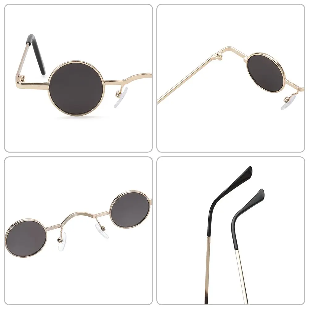 Lenses Color: WHITE, Frame Color: WHITE - Small Round Rock Punk Sunglasses for Women Men Ultra Metal Frame Hip Hop Sun Glasses Candy Color Fashion Shades Driving Eyewear