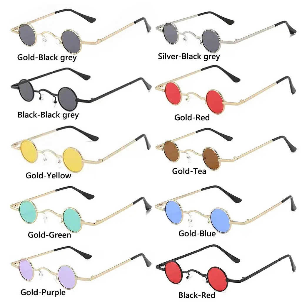 Lenses Color: WHITE, Frame Color: WHITE - Small Round Rock Punk Sunglasses for Women Men Ultra Metal Frame Hip Hop Sun Glasses Candy Color Fashion Shades Driving Eyewear