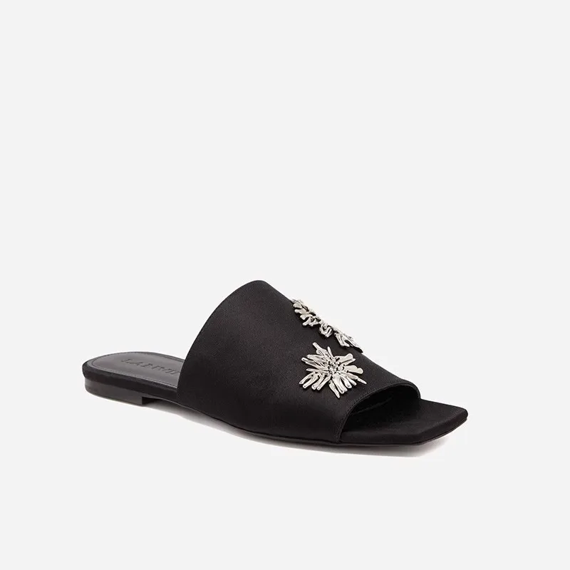 Color: black, Shoe Size: 38 - Women's Summer Shoes Natural Sude Sandals Ladies Genuine Leather Green Black Sandals Fashion Women's Shoes Outer Wear Slippers
