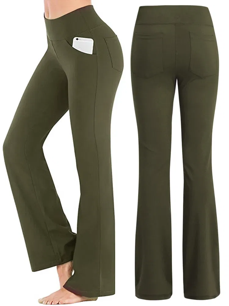 Color: GRAY, Size: M - Ogilvy Mather Solid Elegant Female Lady Women's Legs Pants Palazzo Flared Wide Killer High Waist OL Ladies Career Long Trousers