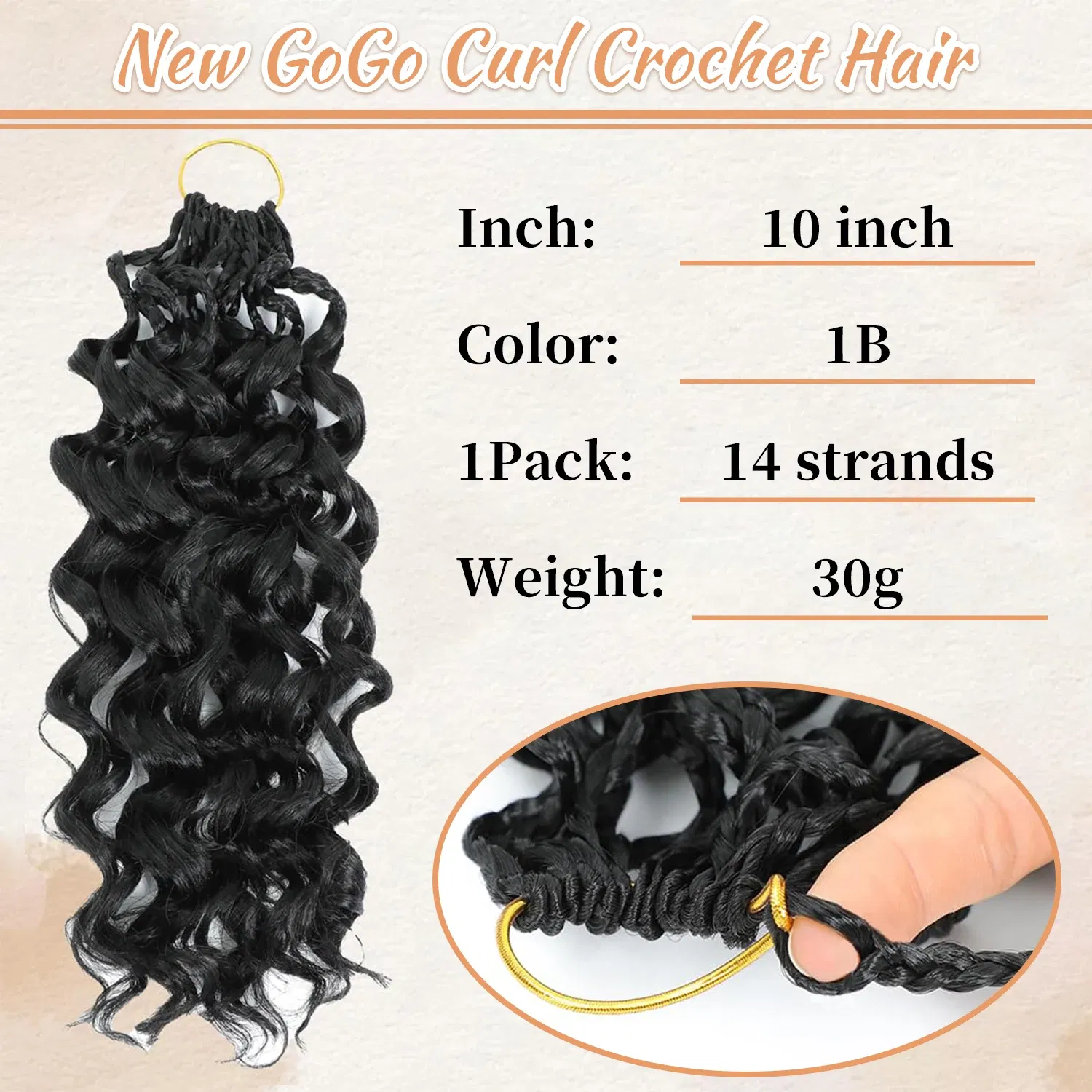 Color: T1B/27, Stretched Length: 14inches, Bulk Buy: 1Pcs/Lot - Box Gogo Curl Crochet Hair for Black Women Pre looped Short Ocean Wave Crochet Hair Water Wave Beach Curl Crochet Braiding Hair