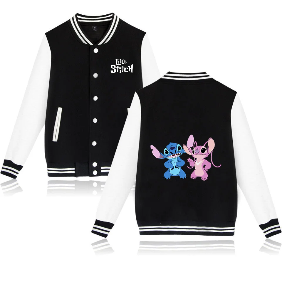 Color: Khaki, Size: XXXL - Lilo Stitch Baseball Jacket Men Women Hip Hop Harajuku Jackets Streetwear Kids Boys Girls Loose College Coats