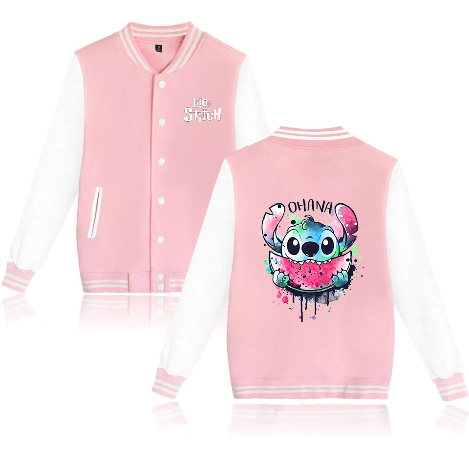 Color: Khaki, Size: XXXL - Lilo Stitch Baseball Jacket Men Women Hip Hop Harajuku Jackets Streetwear Kids Boys Girls Loose College Coats